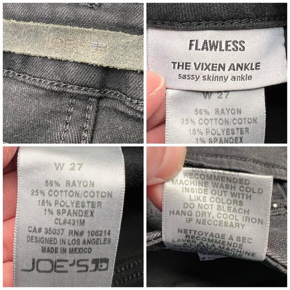 Joe’s Jeans The Vixen Ankle Skinny Black Jeans Flawless Fit Size 27 - Picture 3 of 10